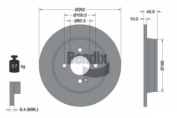 Bendix Rear Brake Rotor for Hyundai Accent RB 11~17 Kia Rio UB YB 11~Onwards - Image 2