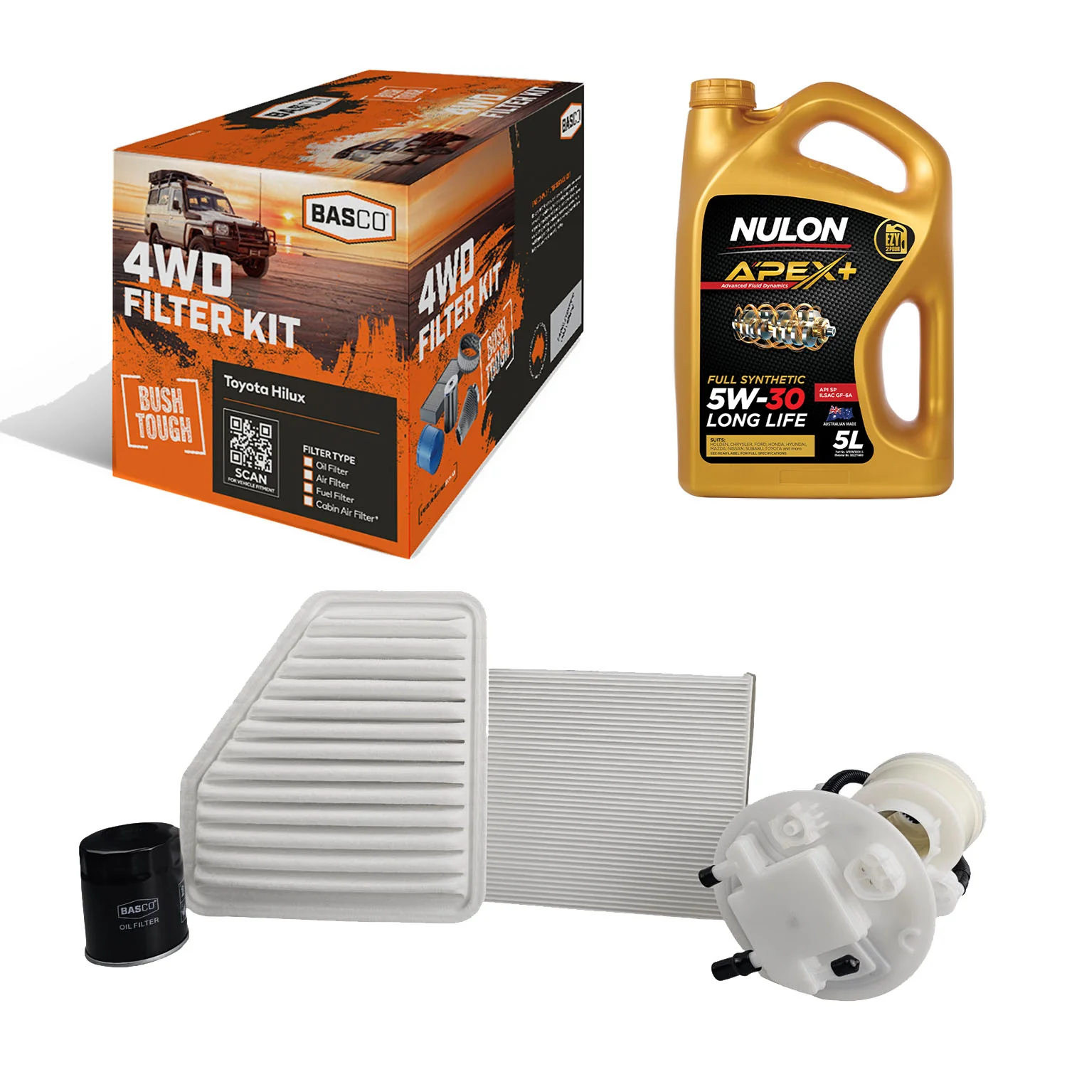Oil Air Fuel Cabin Filter Kit + Engine Oil for Toyota RAV4 ACA33 ACA38 2.4 2AZFE